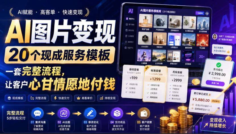 AI图片变现,20个现成服务模板,一套完整流程,让客户心甘情愿地付钱【原创双语字幕】-离锋创库