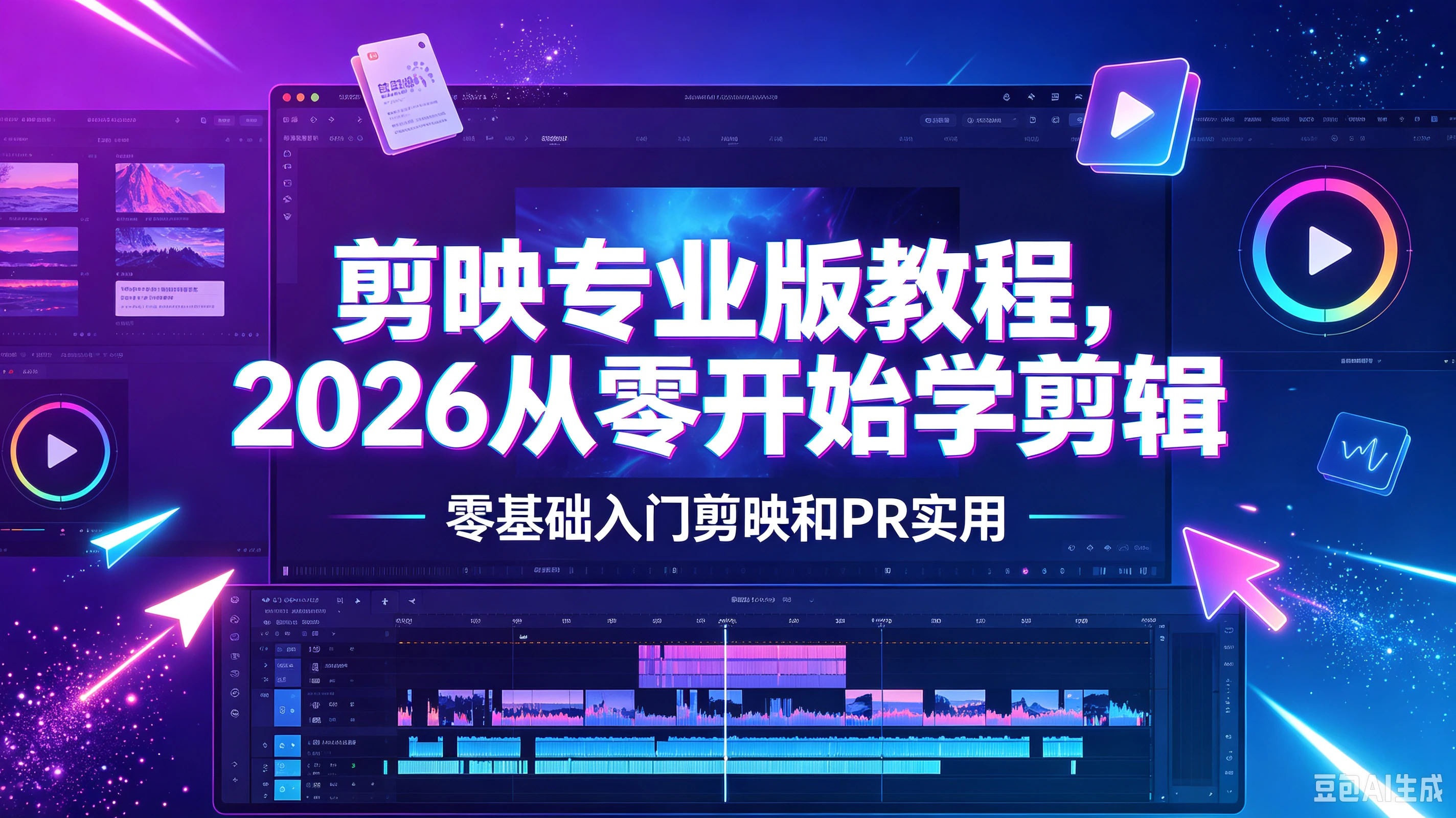 【精】剪映专业版教程,2026从零开始学剪辑,零基础入门剪映和PR实用-离锋创库
