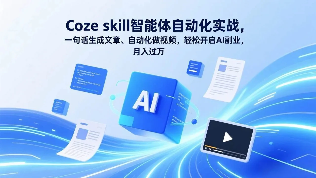 【精】Coze skill智能体自动化实战,一句话生成文章、自动化做视频,轻松开启AI副业,月入过万-离锋创库