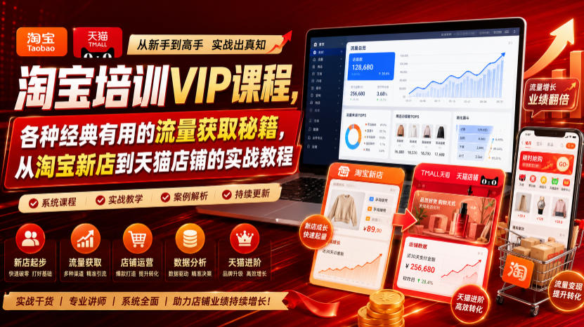 淘宝培训VIP课程,各种经典有用的流量获取秘籍,从淘宝新店到天猫店铺的实战教程(更新7月)-离锋创库